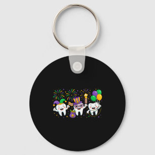 Porte-clés Mardi Gras Mignon Trois Dents Perles Mardi Gras De