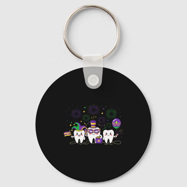 Porte-clés Mardi Gras Mignon Trois Dents Perles Mardi Gras De (Recto)