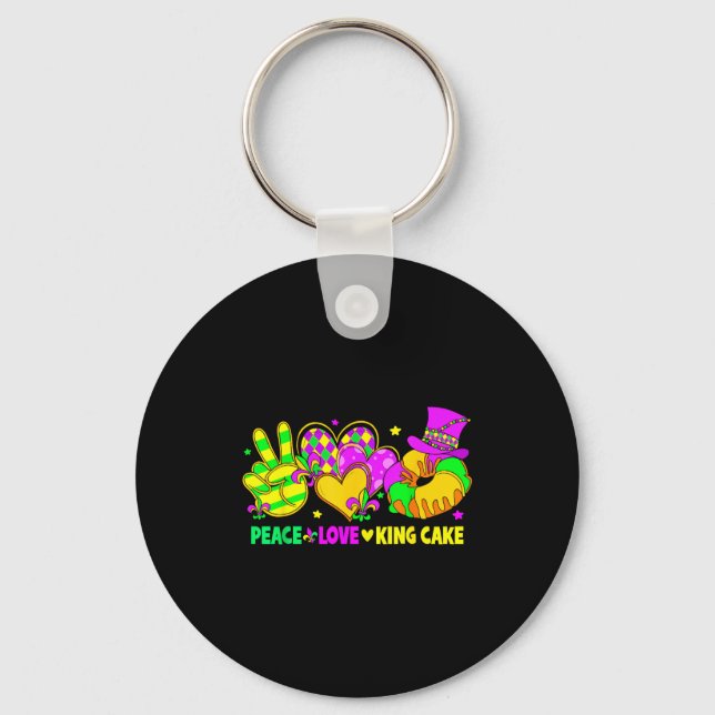 Porte-clés Mardi Gras Peace Love King Cake Funny Party Carniv (Recto)