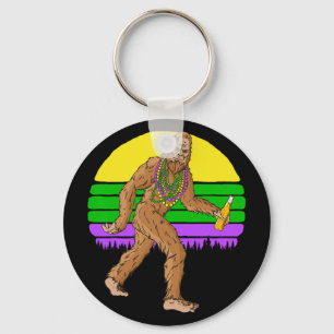 Porte-clés Mardi Gras Perles Bigfoot Et Bière Sasquatch Gras