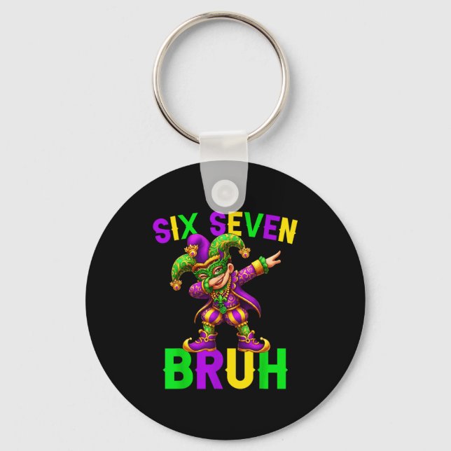 Porte-clés Mardi Gras Six Seven Bruh Dab Jester 6 7 Meme Fat  (Recto)