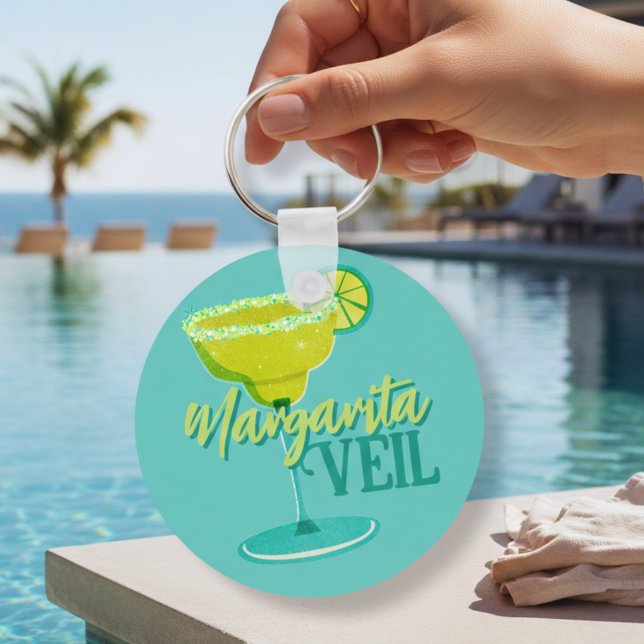 Porte-clés Margarita Veil Tropicale Enterrement de Vie de Jeu (Margarita Veil Bachelorette Party Illustrated Keychain)