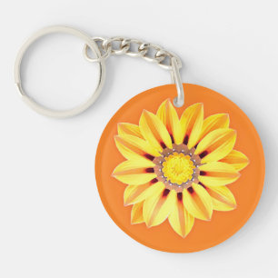 Porte-clés Marguerite africaine/Gazania - orange et jaune
