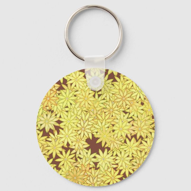 Porte-clés Marguerite jaune et or sur Brown chocolat (Recto)