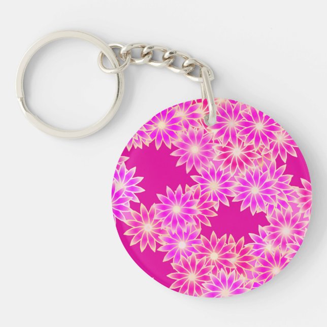 Porte-clés Marguerites dans les tons roses et orchidées (Devant)