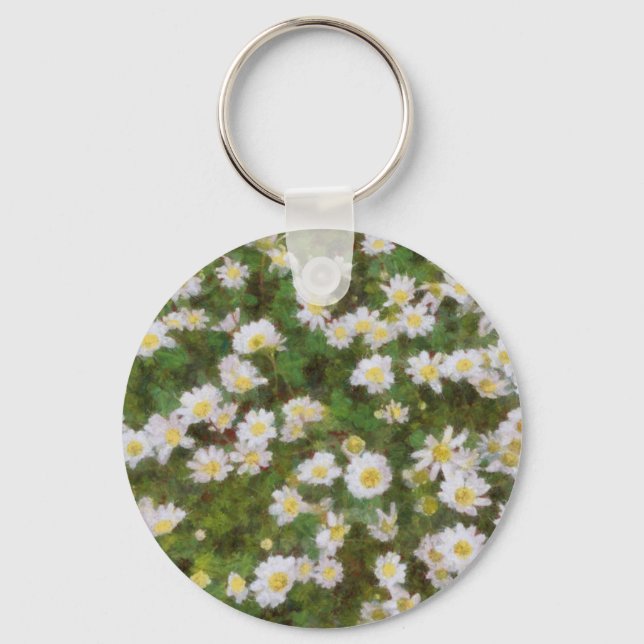 Porte-clés Marguerites Peintes Dans Un Style Impressionniste (Recto)