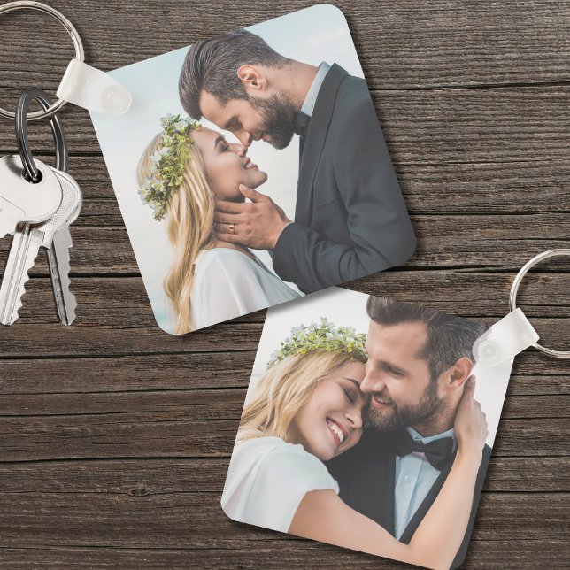Porte-clés Mariage à deux côtés personnalisé nouvellement mar (Custom Two Photo Newlywed Double Sided Wedding keychain)