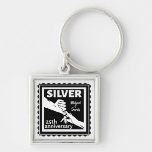 Porte-clés Mariage anniversaire 25 ans argent