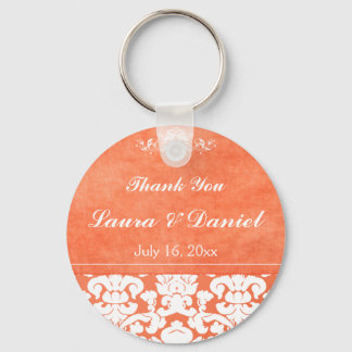 Porte-clés Mariage damassé orange et blanc Favoriser