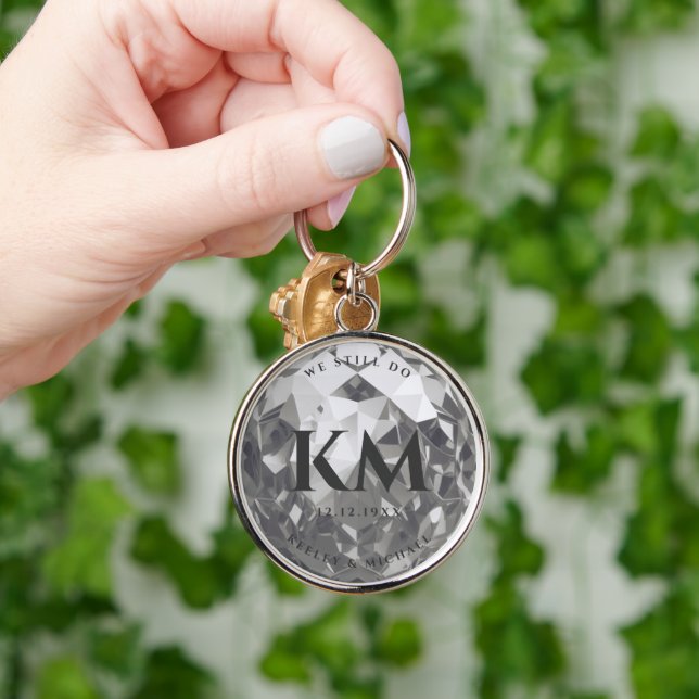 Porte-clés Mariage d'argent moderne 25e anniversaire Premium (Main)