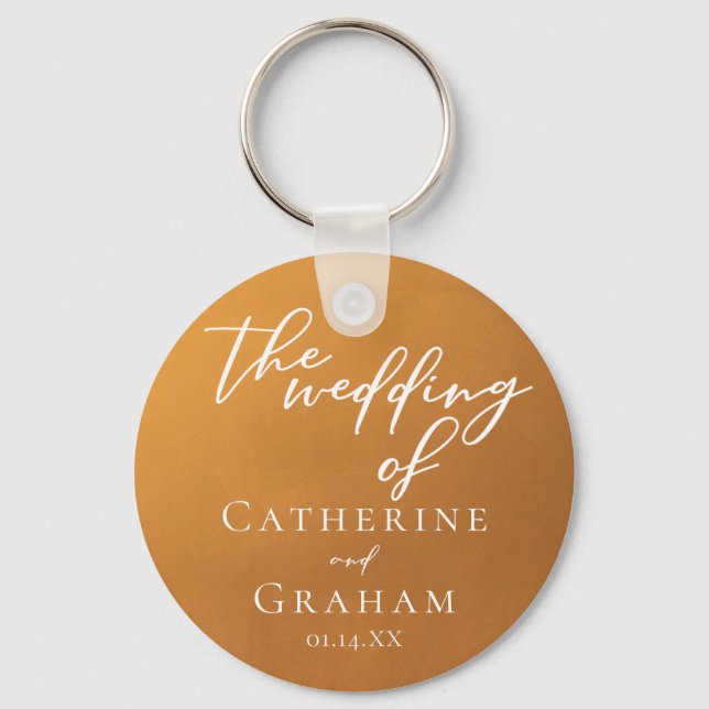 Porte-clés Mariage de automne d'or rustique personnalisé (Recto)