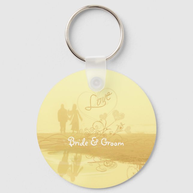 Porte-clés Mariage de la plage de Coeur Jaune (Recto)