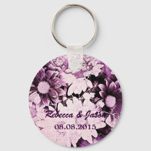 Porte-clés mariage de marguerite romantique bohème violet