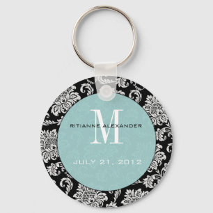 Porte-clés Mariage de monogramme noir