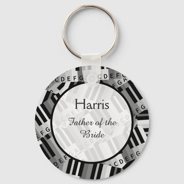 Porte-clés Mariage de piano noir et blanc (Recto)