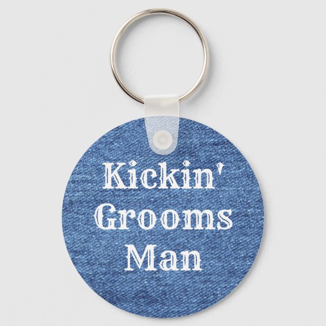 Porte-clés Mariage de thème bleu blanc Denim (Recto)