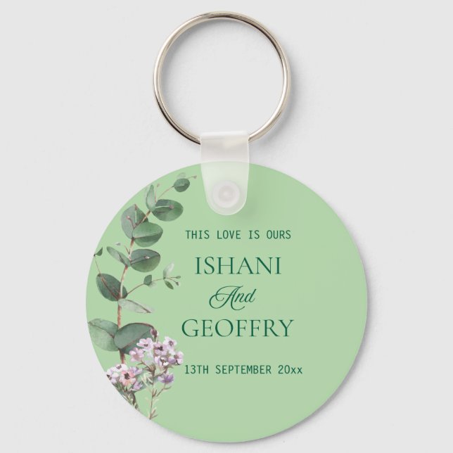 Porte-clés Mariage de verdure de feuilles d'eucalyptus  (Recto)