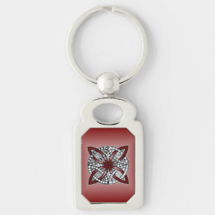 Porte-clés Mariage double anneau ou noeud celtique Motif roug
