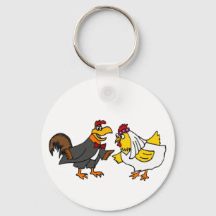 Porte-clés Mariage drôle de marié de jeune mariée et de coq