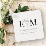 Porte-clés Mariage Élégant Chic Moderne Monogramme Foliage<br><div class="desc">Composé de simples lignes droites avec script cursif classique et typographie serif. Ces éléments sont simples,  intemporels et classiques. Il est conçu par White Paper Birch Co. exclusif pour Zazzle. Disponible ici : http://www.zazzle.com/store/whitepaperbirch</div>