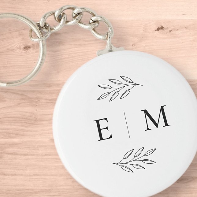 Porte-clés Mariage Élégant Chic Moderne Simple Chic Monogramm (Créateur téléchargé)
