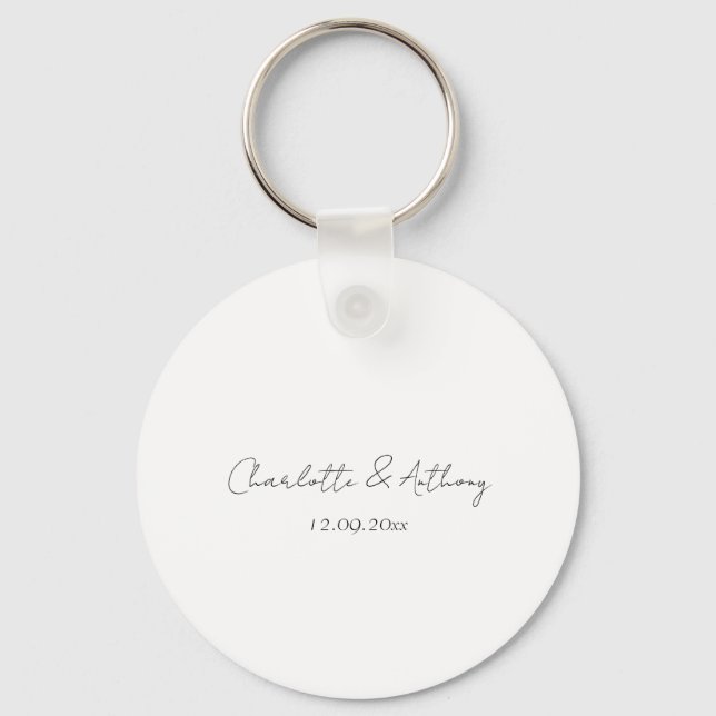 Porte-clés Mariage Élégante Calligraphie Créative Noir Blanc (Recto)