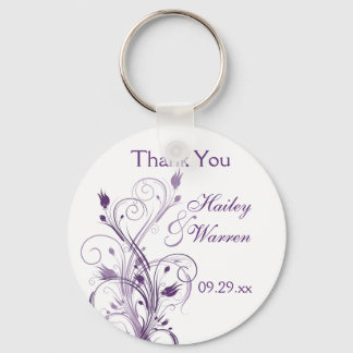 Porte-clés Mariage floral violet et blanc Favoriser le Porte 