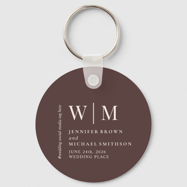 Porte-clés Mariage Formel Marron Chocolat Double Beige (Recto)