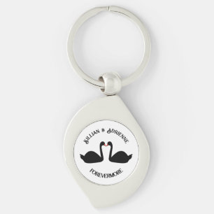 Porte-clés Mariage gothique Baiser Black Swans Personnalisé