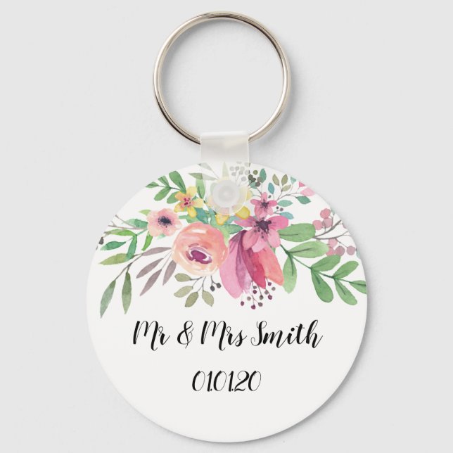 Porte-clés Mariage Mauve Sprig Favor Cercle clé (Recto)