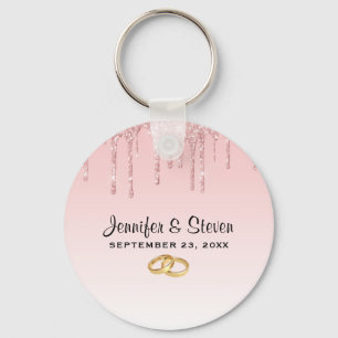 Porte-clés Mariage moderne  Rose Parties scintillant Drives &