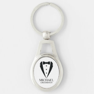 Porte-clés Mariage noir Tuxedo Suit Groomsmen personnalisé