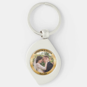 Porte-clés Mariage personnalisé   Glittery Gold Arrière - pla