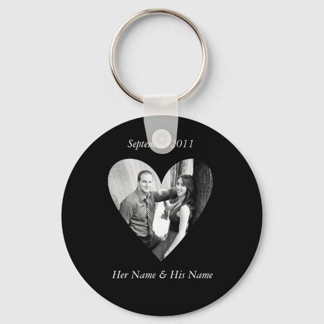 Porte-clés Mariage Photo Black Heart Keychain (Recto)