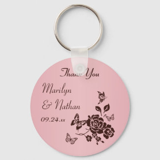 Porte-clés Mariage rose vif et Brown floral Favoriser