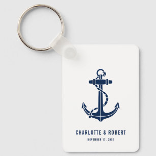 Porte-clés Mariage sur la plage avec ancre de bateau moderne