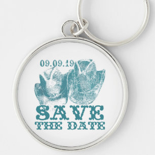 Porte-clés Mariages Vintage Occidentaux Aquamarine