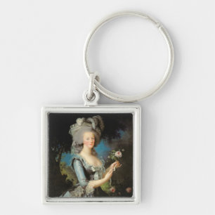 Porte-clés Marie Antoinette avec un rose, 1783