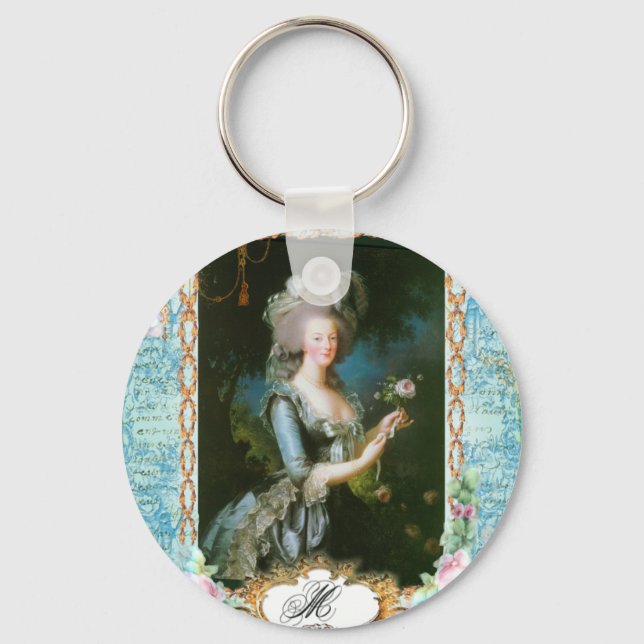 Porte-clés Marie Antoinette dentelle rose Roses (Recto)