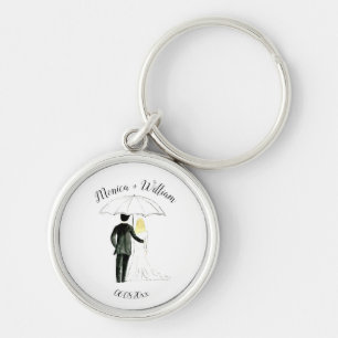 Porte-clés Mariée et couple de chambre Élégant Date Mariage