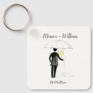 Porte-clés Mariée et couple de chambre Élégant Date Mariage