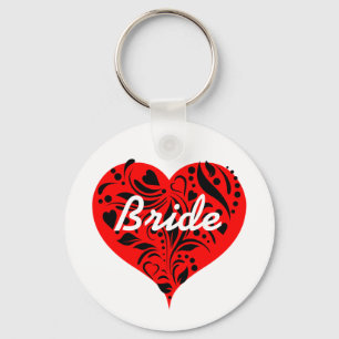 Porte-clés Mariée Rouge Et Noir Du Coeur