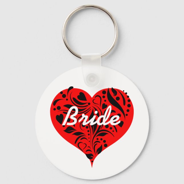 Porte-clés Mariée Rouge Et Noir Du Coeur (Recto)