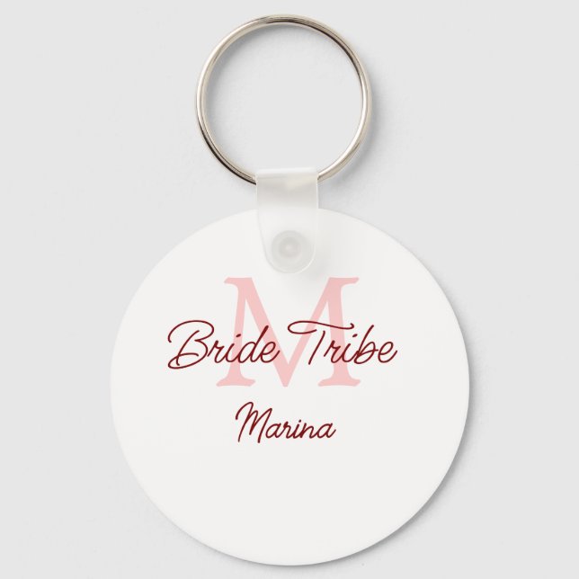 Porte-clés Mariée tribe monogramme rouge douche nuptiale simp (Recto)