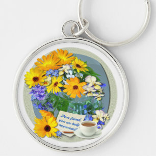 Porte-clés MARIGOLD POSY ~ Premium Round Friendship Porte - c