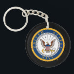 Porte-clés Marine américaine | Emblème de la marine<br><div class="desc">Montrez votre fierté et votre honneur à la marine américaine avec ce design classique avec l'emblème emblématique de la marine. Parfait pour célébrer le service,  le dévouement et la tradition,  ce design est idéal pour le personnel de la Marine,  les anciens combattants et les partisans.</div>