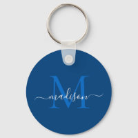 Marine Blue White Monogramme Nom Modern Girl Scrip