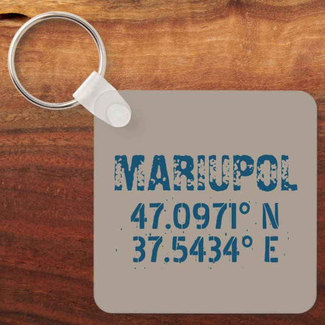 Porte-clés Marioupol Ukraine Latitude & Longitude Distressed (Recto)