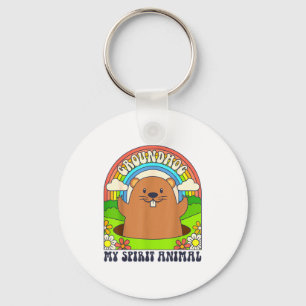 Porte-clés Marmotte Est Mon Animal Spirituel Drôle Rétro Vint