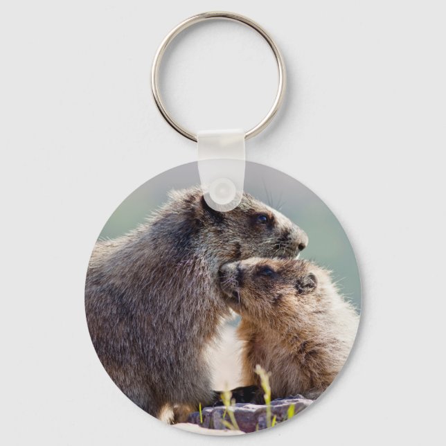 Porte-clés Marmotte mère avec bébé (Recto)